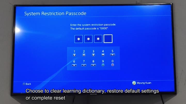System restriction passcode entry screen System restriction passcode entry screen