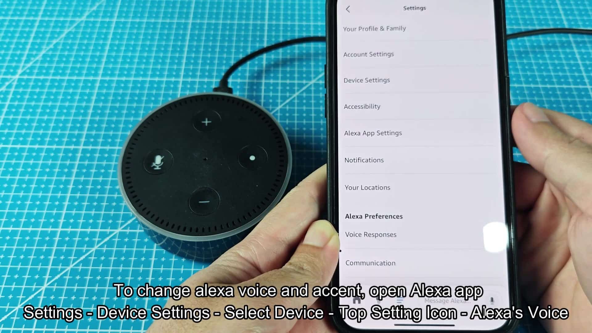 Tap Settings option in Alexa app Tap Settings option in Alexa app