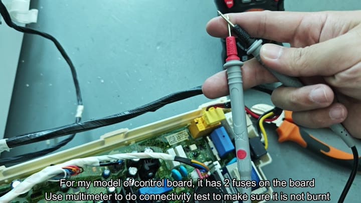 Testing control board fuse connectivity Testing control board fuse connectivity