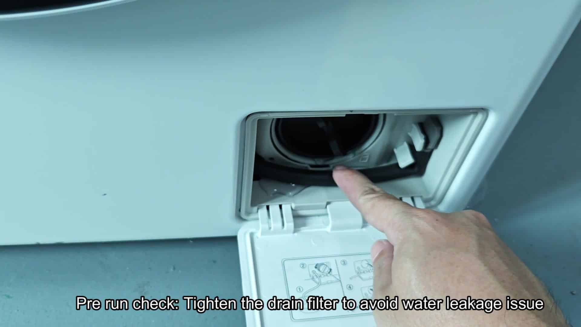 Tightening drain filter before first use Tightening drain filter before first use