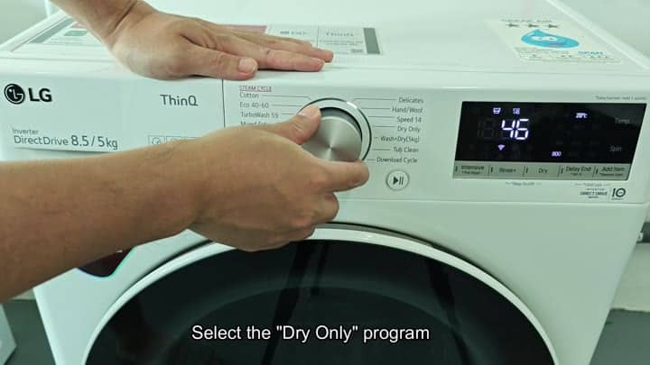 Turn dial to select Dry Only program Turn dial to select Dry Only program