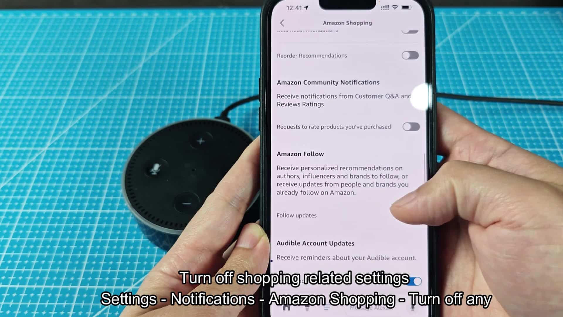 Turning off delivery notifications toggle Turning off delivery notifications toggle