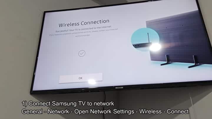 TV confirms successful wireless connection TV confirms successful wireless connection
