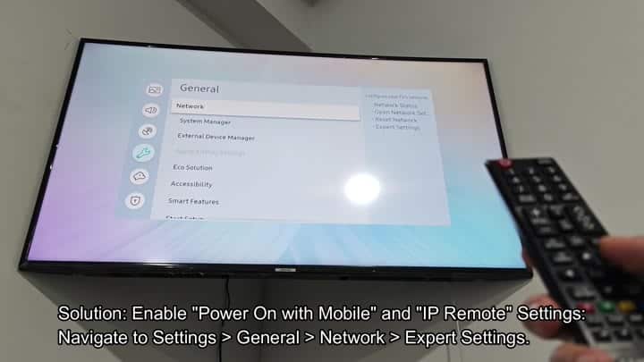 TV Network settings menu highlighted TV Network settings menu highlighted
