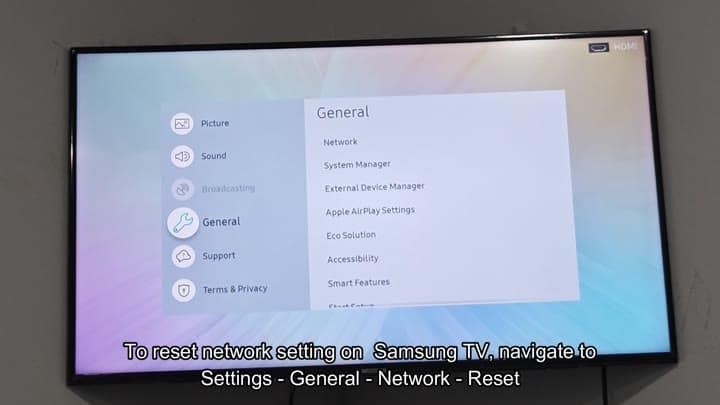 TV Settings menu with General selected TV Settings menu with General selected