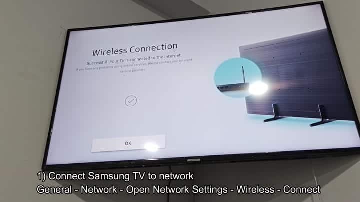 TV shows wireless connection success message TV shows wireless connection success message
