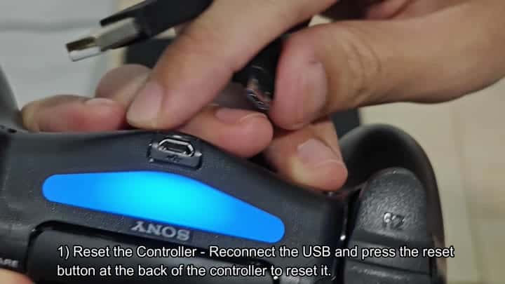 USB cable connected to PS4 controller USB cable connected to PS4 controller