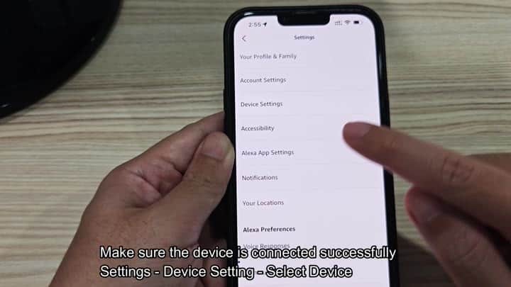 Verify device connection in Alexa app settings Verify device connection in Alexa app settings