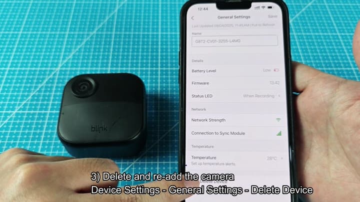 Viewing Blink camera battery and firmware details Viewing Blink camera battery and firmware details