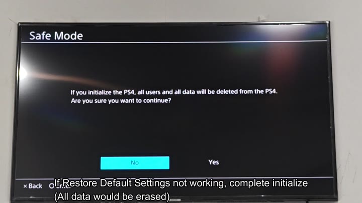 Warning prompt before initializing PS4 system Warning prompt before initializing PS4 system