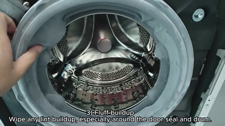 Wiping lint from door seal Wiping lint from door seal