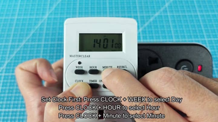 Adjusting minutes on the MasterClear timer Adjusting minutes on the MasterClear timer