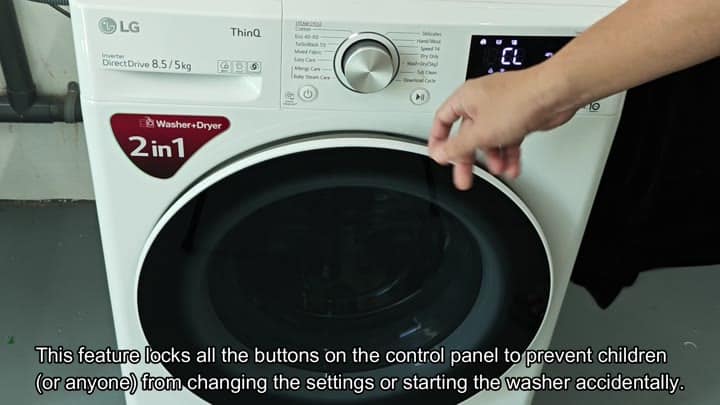 Child lock disables control panel buttons Child lock disables control panel buttons