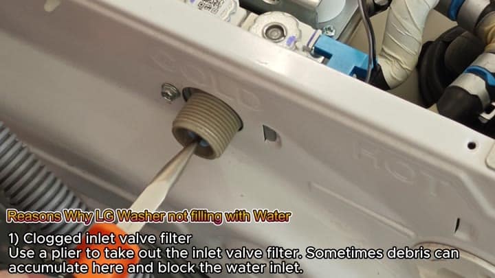 Clogged water inlet valve filter Clogged water inlet valve filter