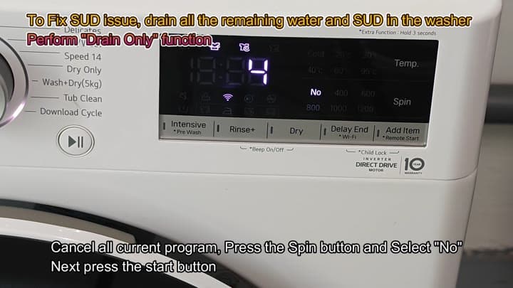 Control panel showing drain only steps Control panel showing drain only steps