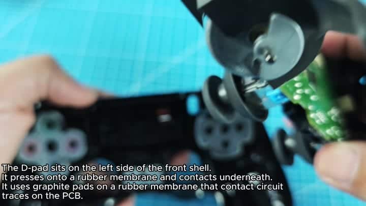 D-pad mechanism and rubber membrane close up D-pad mechanism and rubber membrane close up