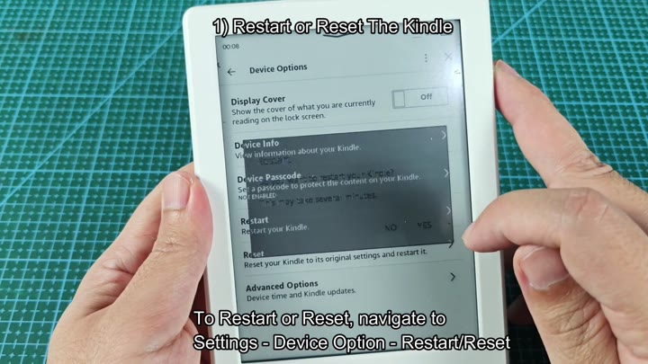 Device Options menu restart prompt Device Options menu restart prompt
