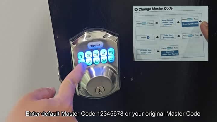 Entering default master code on keypad Entering default master code on keypad