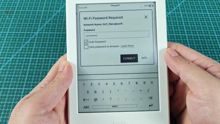 Entering Wi-Fi password on Kindle device Entering Wi-Fi password on Kindle device