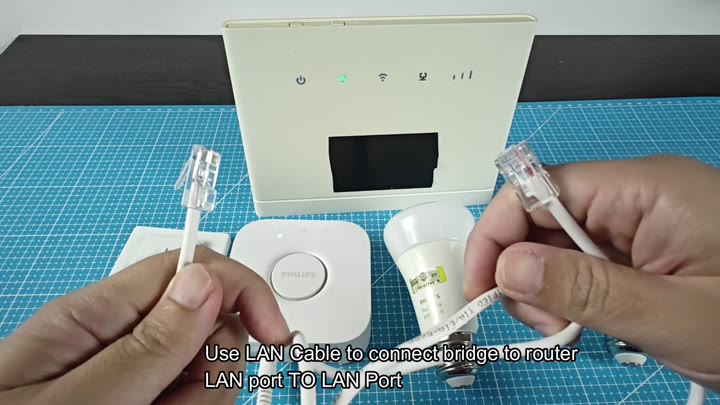 Ethernet cable connects bridge to router port Ethernet cable connects bridge to router port