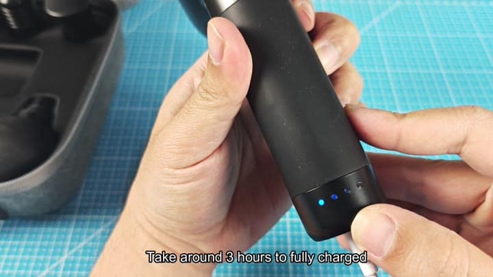 Fully charged in three hours Fully charged in three hours