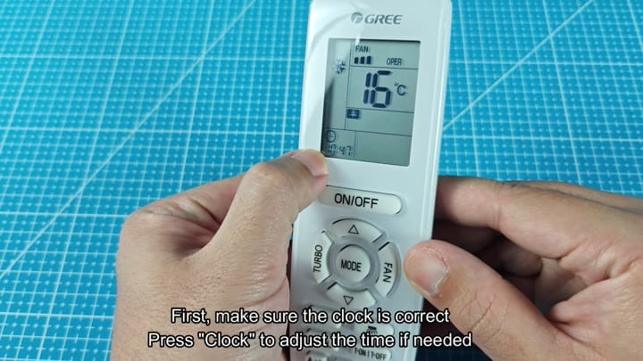 Gree remote shows current time setting Gree remote shows current time setting