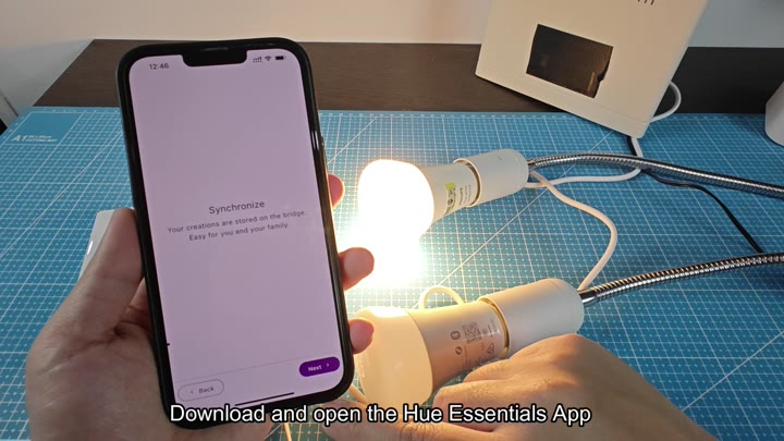 Hue Essentials app synchronize screen shown Hue Essentials app synchronize screen shown