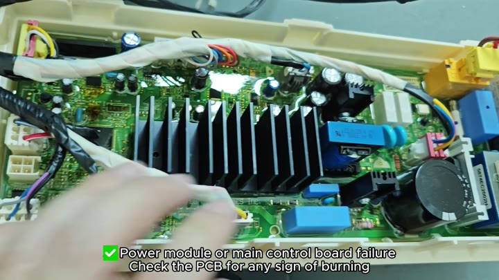 Inspecting PCB for burning signs Inspecting PCB for burning signs