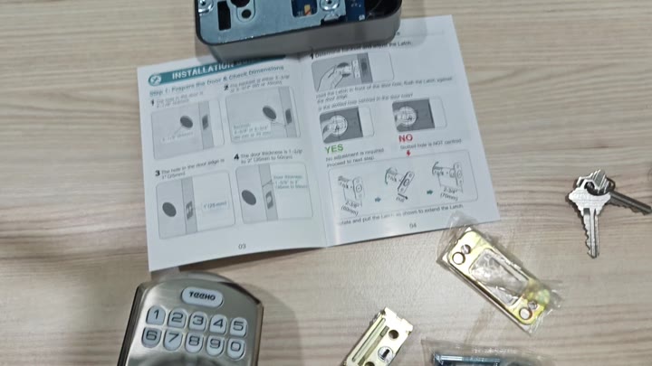Installation manual and lock components laid out Installation manual and lock components laid out