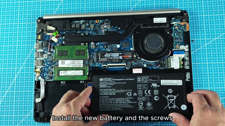 Installing new HP HT03XL battery Installing new HP HT03XL battery