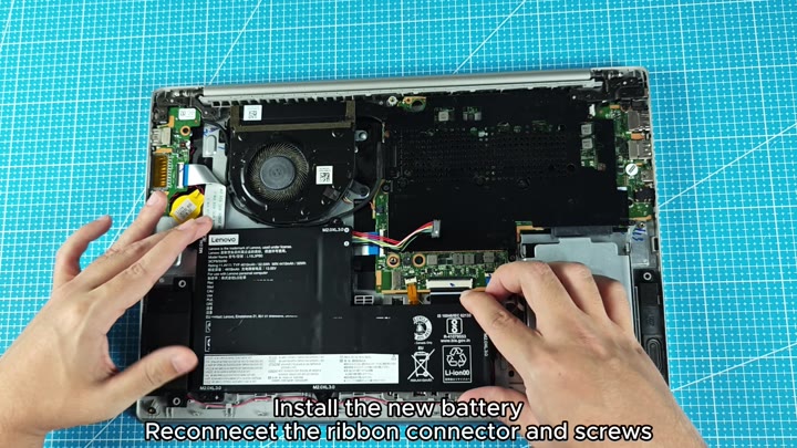 Installing new Lenovo battery into slot Installing new Lenovo battery into slot