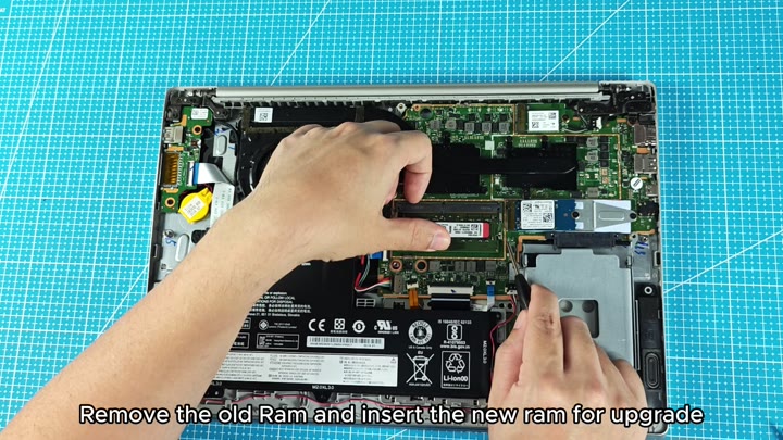 Installing new RAM module into slot Installing new RAM module into slot