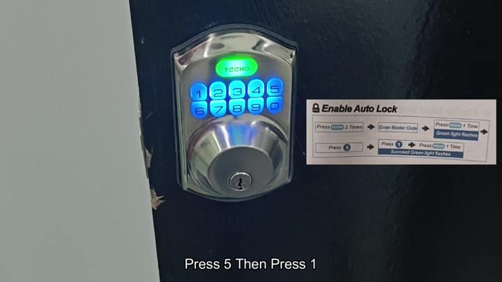 Instruction card for enabling auto lock Instruction card for enabling auto lock