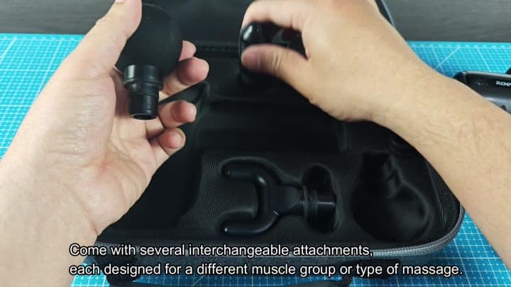 Interchangeable massage attachments in case Interchangeable massage attachments in case