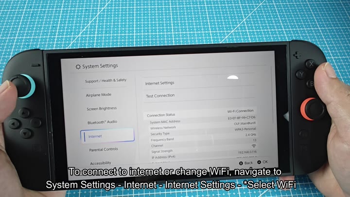 Internet settings showing Wi-Fi connection details Internet settings showing Wi-Fi connection details