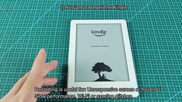 Kindle restarting screen displayed Kindle restarting screen displayed