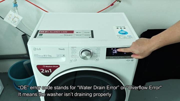 LG washer displaying OE error code LG washer displaying OE error code