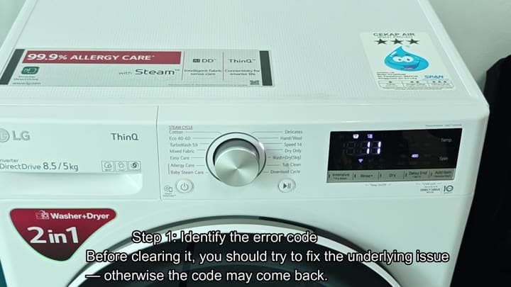 LG washer screen with dE code LG washer screen with dE code