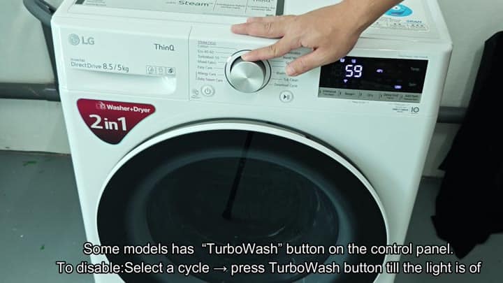 Locating the TurboWash button on panel Locating the TurboWash button on panel