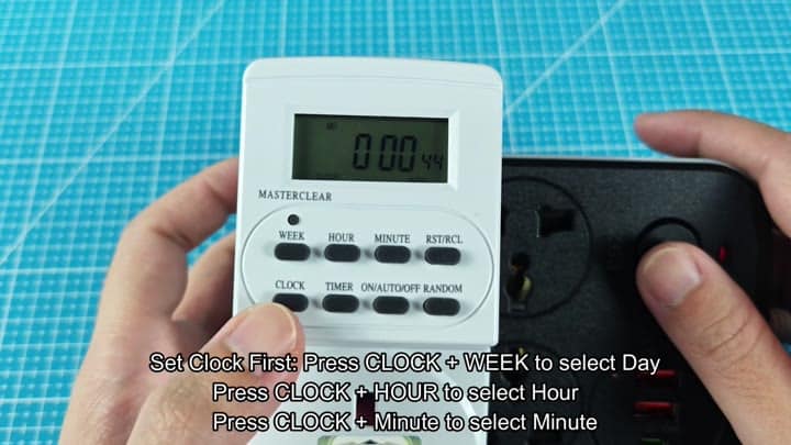 MasterClear timer displaying current time settings MasterClear timer displaying current time settings