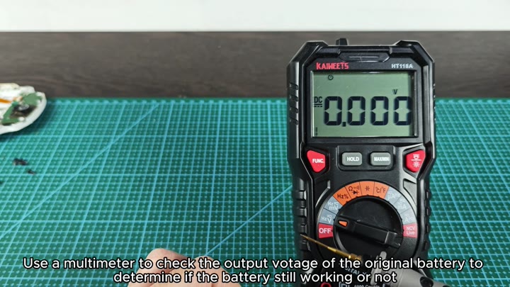 Multimeter ready to test battery voltage Multimeter ready to test battery voltage