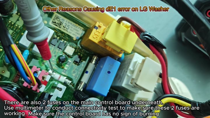 Multimeter testing fuse connectivity on control board Multimeter testing fuse connectivity on control board
