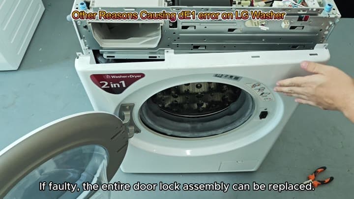 Opened washer interior exposing internal components Opened washer interior exposing internal components