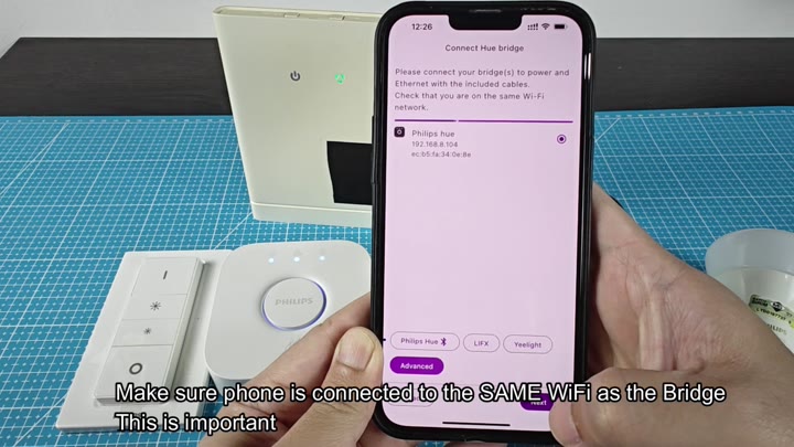 Phone app shows bridge IP and MAC address Phone app shows bridge IP and MAC address