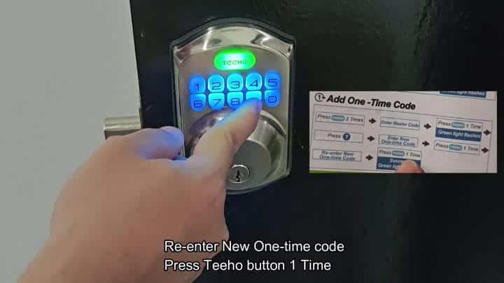 Re-entering the new one-time code on keypad Re-entering the new one-time code on keypad