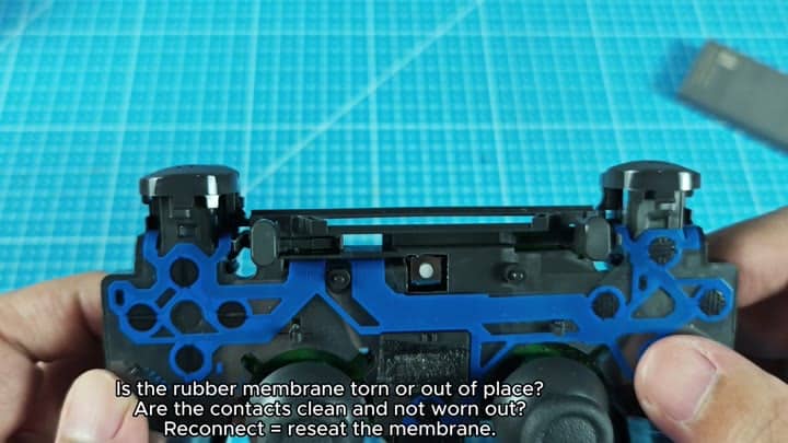 Reconnecting the rubber membrane inside controller Reconnecting the rubber membrane inside controller