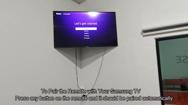 Samsung TV setup screen displayed Samsung TV setup screen displayed