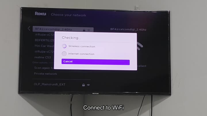 Select WiFi network on screen Select WiFi network on screen