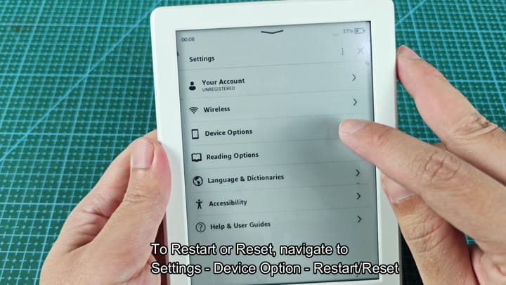Selecting Device Options from Settings menu Selecting Device Options from Settings menu