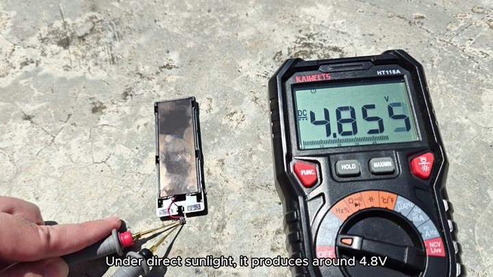 Solar panel producing voltage in sunlight Solar panel producing voltage in sunlight